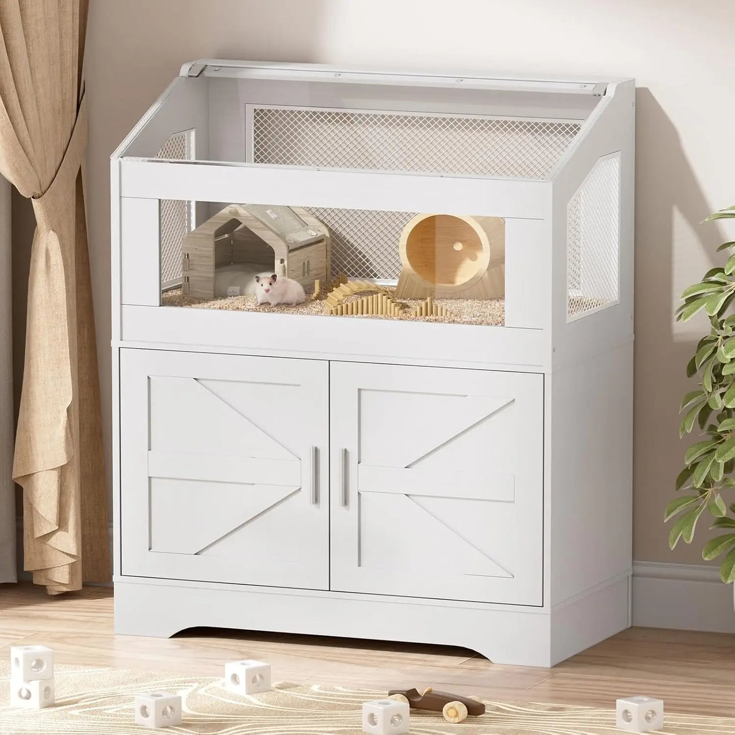 Hamster Cage, Small Animal Cages with Storage Cabinet, Visual and Ventilated Large Habitats Hamster House for Rat,, Customized
