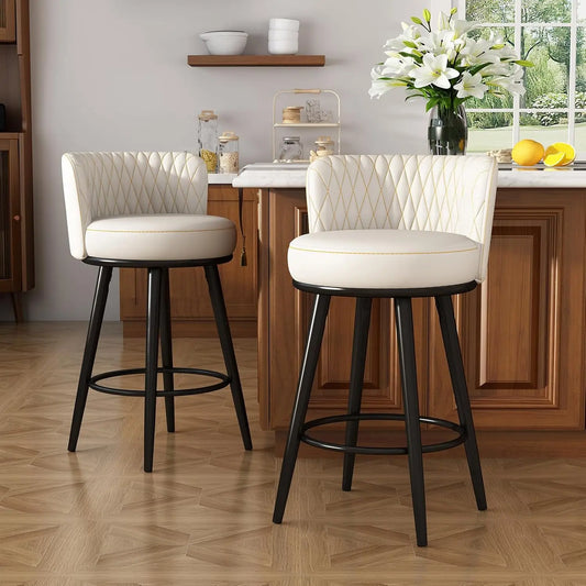 Bar Stools Set of 2, 27 Inch Barstools with Sturdy Legs, Leather Farmhouse Counter Height Bar Stool for Kitchen,, Customized