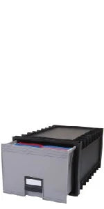 Storex Plastic Archive Storage Drawer with Lock, Letter Size, 18-Inch Drawer, Black (STX61178U01C)