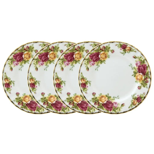 -Royal Albert Old Country Roses Bread And Butter Plates, Set Of 4