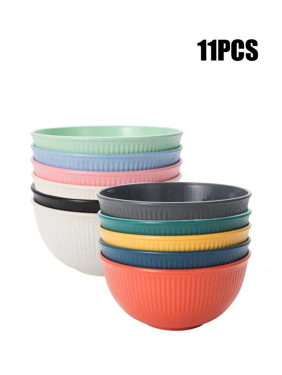 Plastic bowl, reusable and durable, suitable for camping picnic kitchen, microwave and dishwasher safe