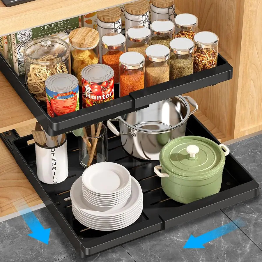 Pack Pull Out Cabinet Organizers Expandable 11.617.5, Plastic Slide Out Drawers for Kitchen, Bathroom, Pantry, Under Sink Storag