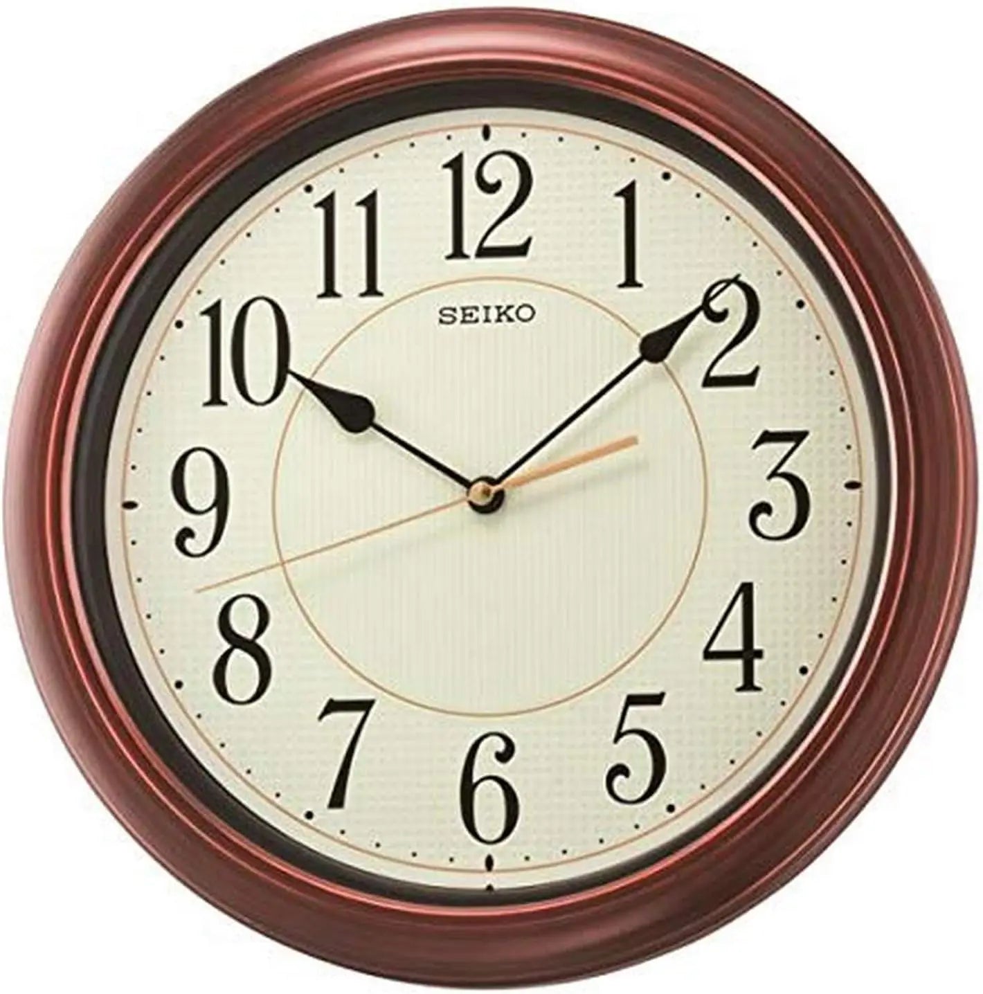 13 Inch Numbered Wood Finish Wall Clock,Brown