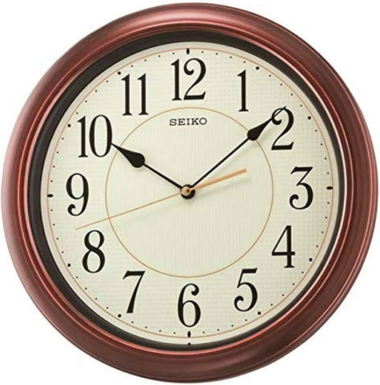 13 Inch Numbered Wood Finish Wall Clock,Brown