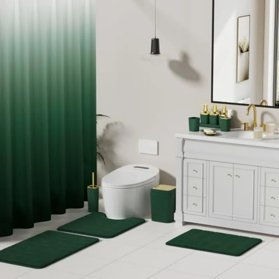 Bathroom Sets with Shower Curtain and Rugs 27PC Bathroom Accessory Set Green Bathroom Set Green and Gold Bathroom Accessories S
