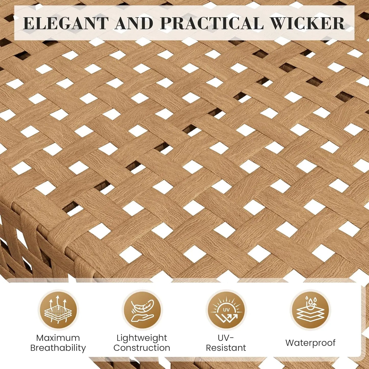 Wicker Patio Furniture Set, 7-Piece Modular Outdoor Furniture Set, High-Leg Design Sectional Patio Sofa with Glass, Customized