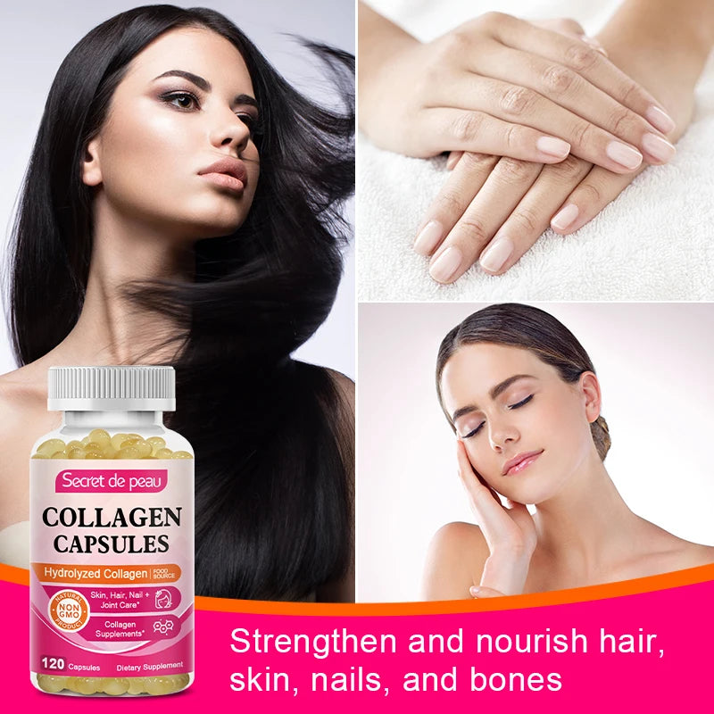 BBEEAAUU Collagen Capsules Whitening Skin Care Anti-aging Products Beauty White Collagen Glow Supplement 60 Capsules