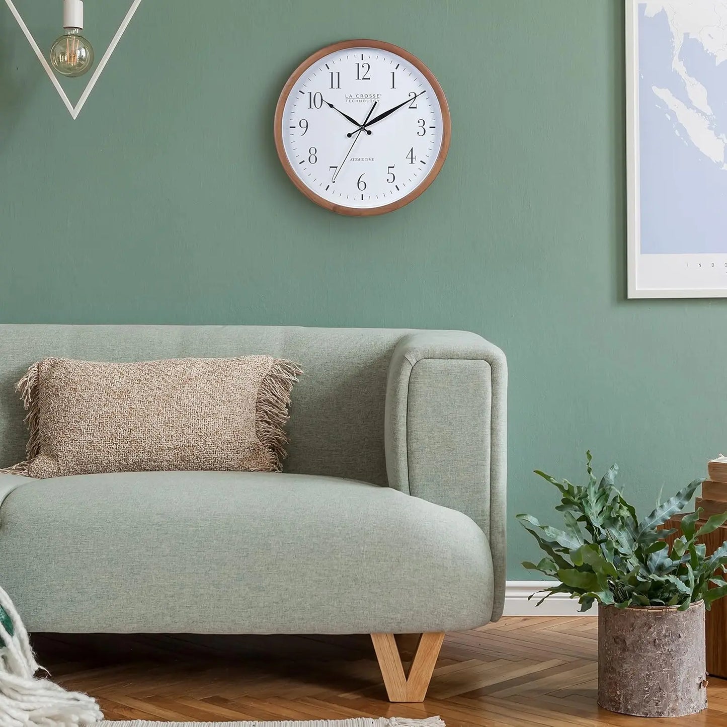 Atomic Analog Wall Clock, Wood, 12.80" (404-50447)