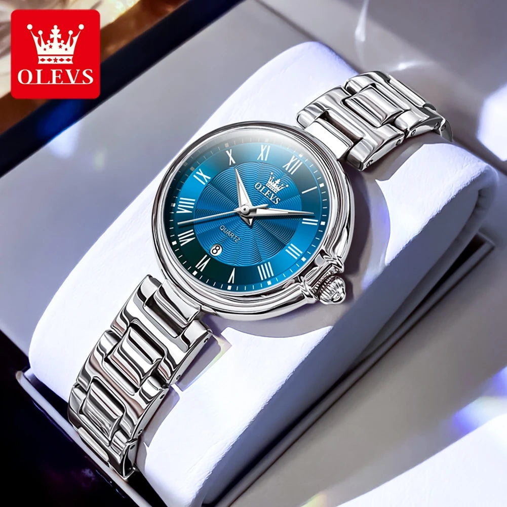 OLEVS 5608 Women Fashion Watch Stainless Steel Calendar Night Light Watch Original Brand Elegant Women Quartz Watch Reloj Mujer
