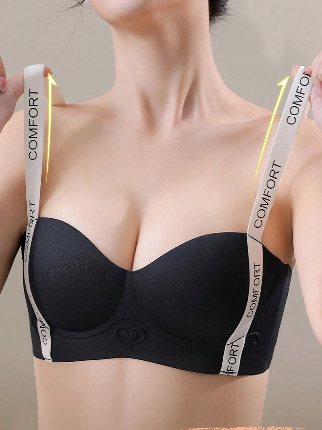 4pcs/Set Women Half-Cup Bras, Wireless Lift & Push Up Bra For Small Bust, Invisible Seamless Backless