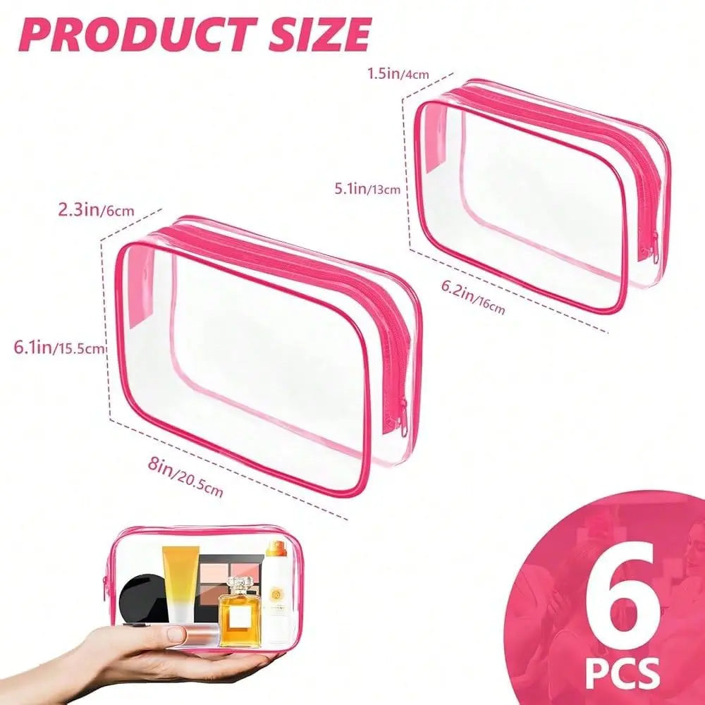 Clear Makeup Bag,Portable Travel Toiletry Bags With Zipper, TSA Approved Clear Organizer Bags, PVC Cosmetic Pouch For Airport A