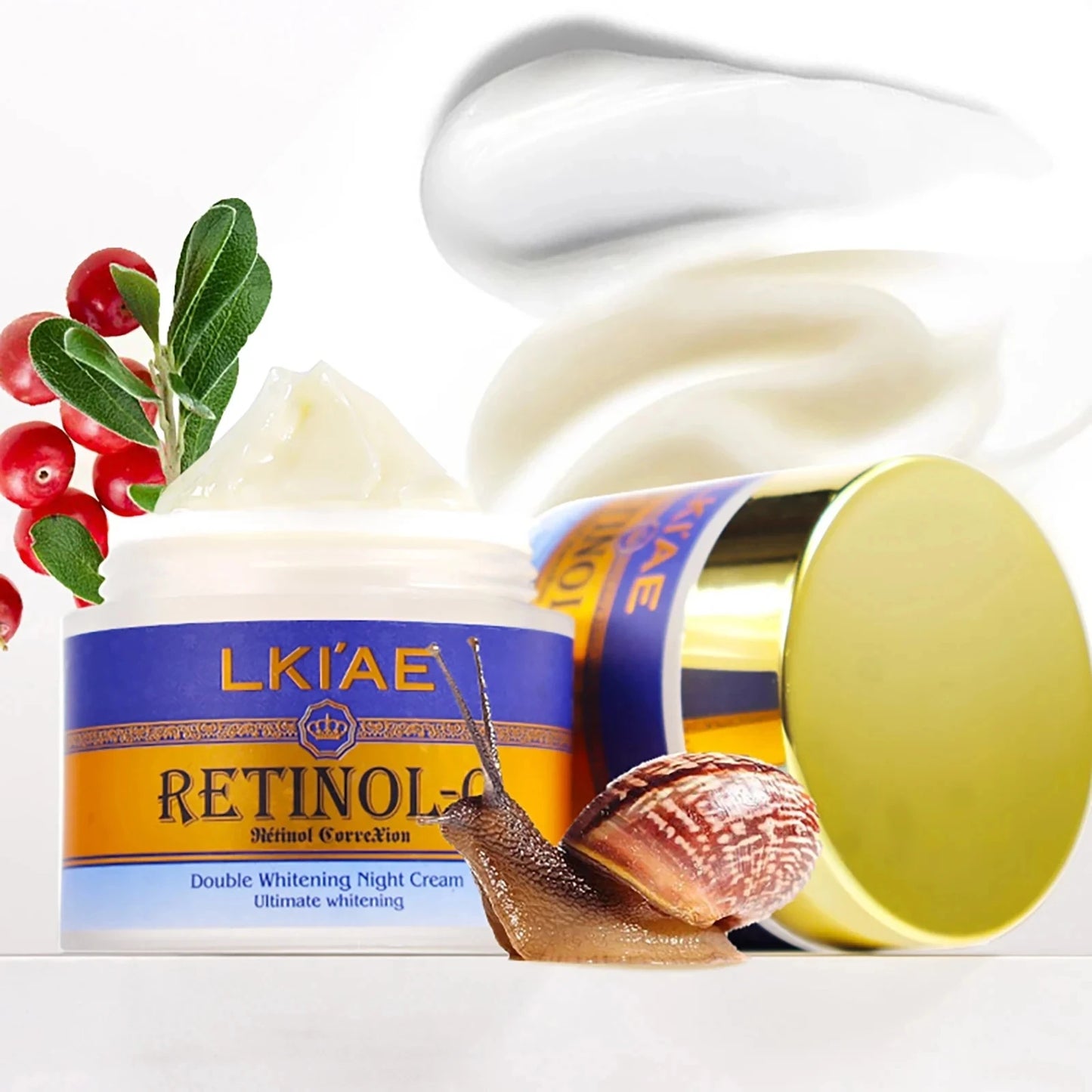 AILKE Day And Night Retinol Whitening Face Cream, Cleaning, Reduce Dark Spots, Wrinkles, With Snail Extract, For All Skin Types