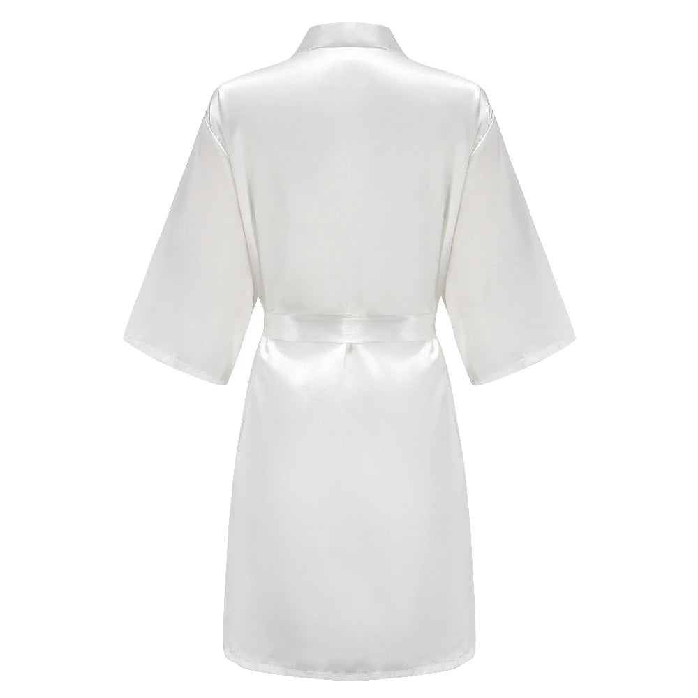 New Bathrobe Bride Satin-Silk Robe Women Bridal Party Sister Team Mother Shower Gift Bridesmaid Wedding Short Robes