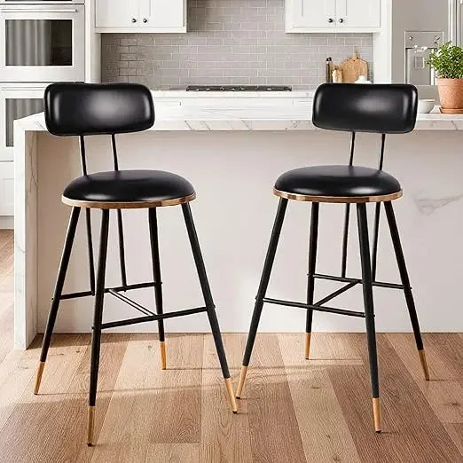 Bar stool set, 2 26 inch counter height bar stools with backrests, equipped with bar chairs for kitchen and family coffee bars