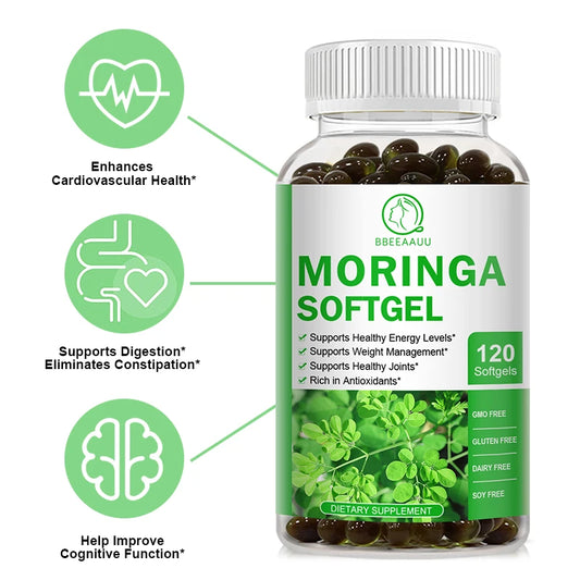 BBEEAAUU Moringa Capsule Natural Green Antioxidant Support Energy,Skin&Intestinal Health,Containing Essential Vitamin&Amino Acid
