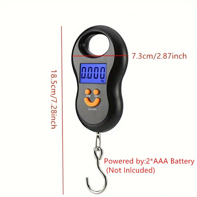 1pc Black Electronic 50kg 10g/ 110lb 0.35oz Hanging Scale LCD Digital Scale BackLight Fishing Weights Pocket Scale Luggage Sc