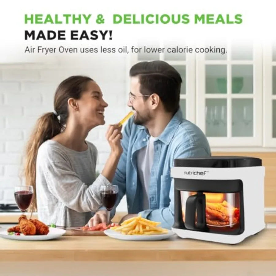 5.8 Quart Air Fryer with 8 Preset Cook Modes Transparent Fry Bowl for Optimal Cooking Results Perfect for Shrimp Steak Fries Wi