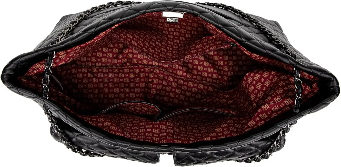 Quilted Vegan Leather Tote Weekender Travel Bag for Women, Durable and Stylish