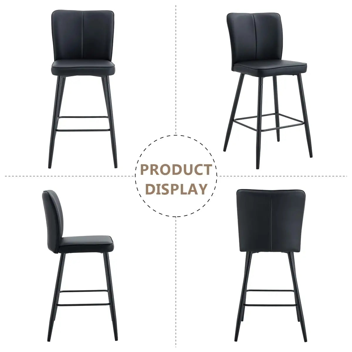 Counter Height Bar Stools Set of 4 - Kitchen Island Stools with Back,Black Barstools with Sturdy Metal Legs,Modern, Customized