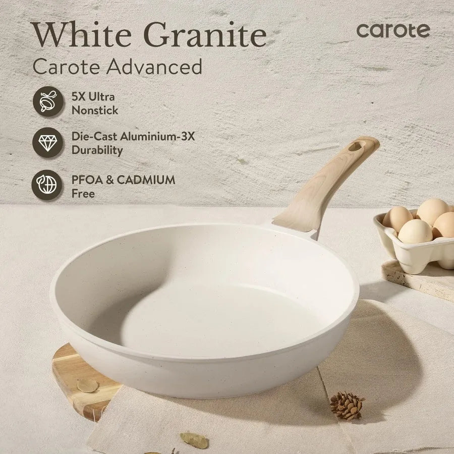 ICE 35pcs Pots and Pans Set Nonstick Cookware Sets White Granite Induction Cookware with Kitchen Knife Set