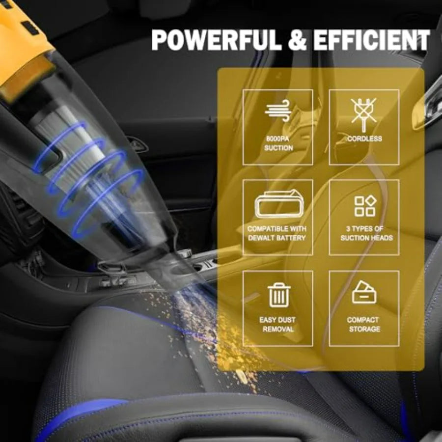 Cordless Vacuum Cleaner Compatible with DEWALT 20V Battery (Battery NOT Included), Handheld Vacuum for Home, Boat, Workshop, Car