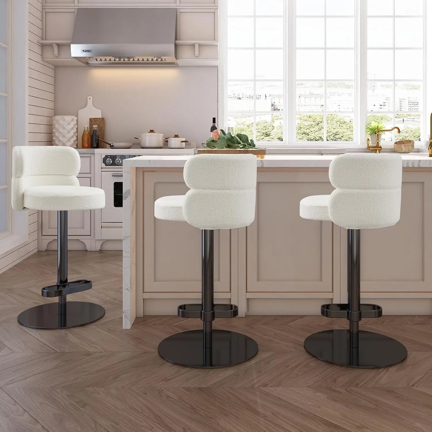 Modern  Single Velvet Upholstered Counter Stool with Gold Metal Leg and Foot Rest Premium Flannel Comfortable, Customized