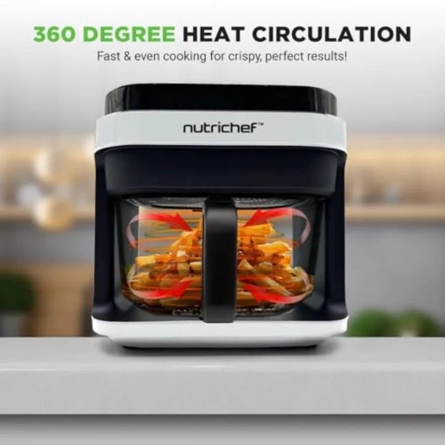 5.8 Quart Air Fryer with 8 Preset Cook Modes Transparent Fry Bowl for Optimal Cooking Results Perfect for Shrimp Steak Fries Wi