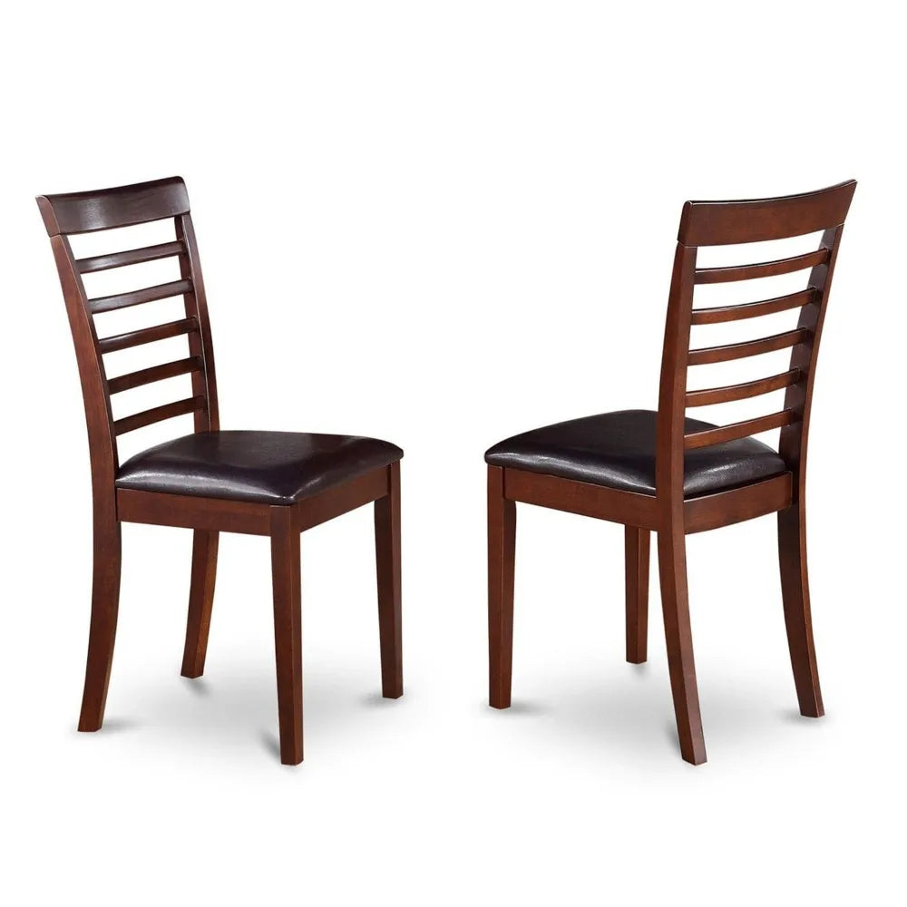 5 Piece Modern Dining Table Set Includes a Round Wooden Table with Dropleaf and 4 Faux Leather Upholstered Dining