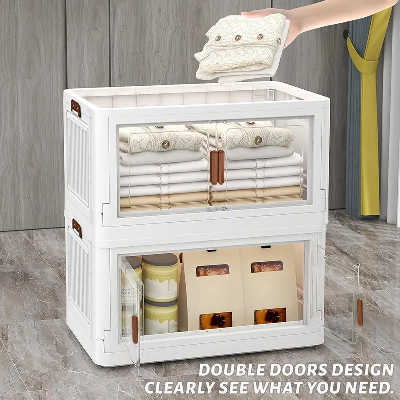 60cm 2/3/4/5 Layers Foldable Storage Cabinet with Wheels for Home Kitchen Bedroom Living Room Clothes Toy Shoes Storage Box