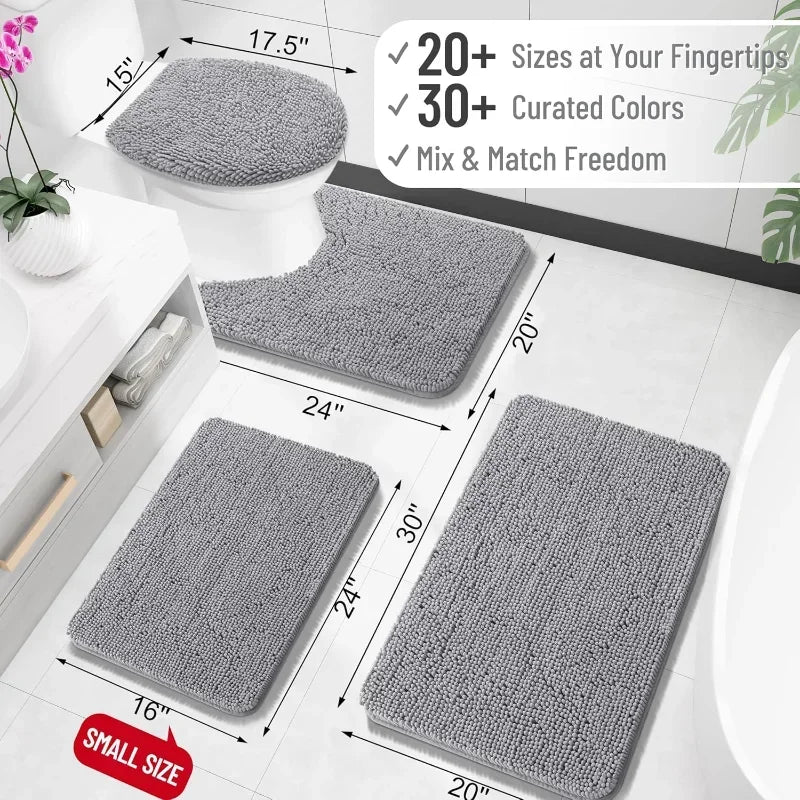Bathroom Rugs 30x20 Extra Soft Absorbent Chenille Rubber Backing Quick Dry Machine Washable Bath Mats for Bathroom Floor