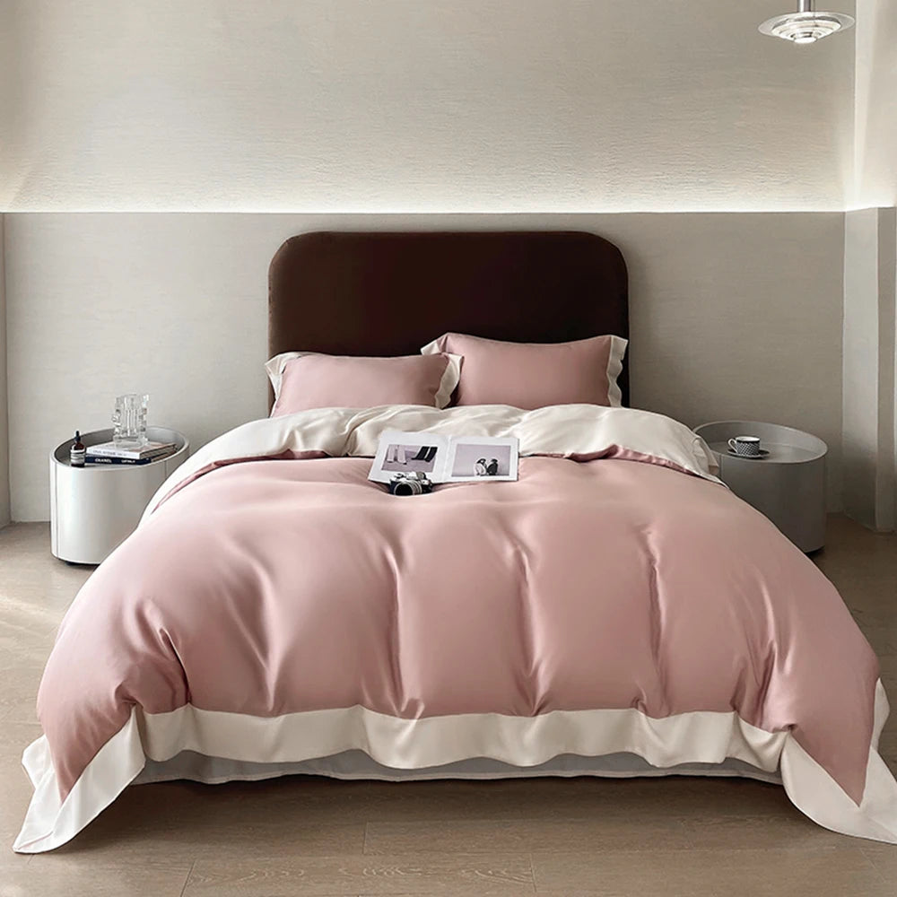 Liv-Esthete Top Grade 100% Silk Duvet Cover Set Queen King Yellow White Bedding Set Flat Sheet Beauty Pillowcase Bed Linen