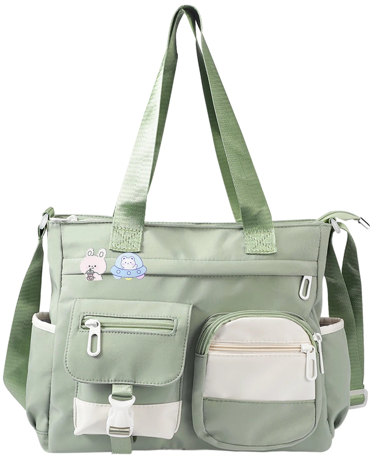 Nylon Messenger Bag Cute Shoulder Tote Bag with Multiple Pockets Large Capacity Messenger Bag for Teens Waterproof