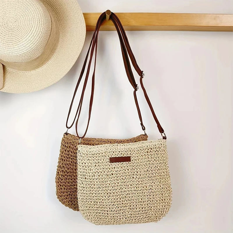 Elegant Light Paper Rope Bag - Bohemian Handmade Style, Hot-Selling Beach/Casual Bag (Crossbody & Shoulder Tote)