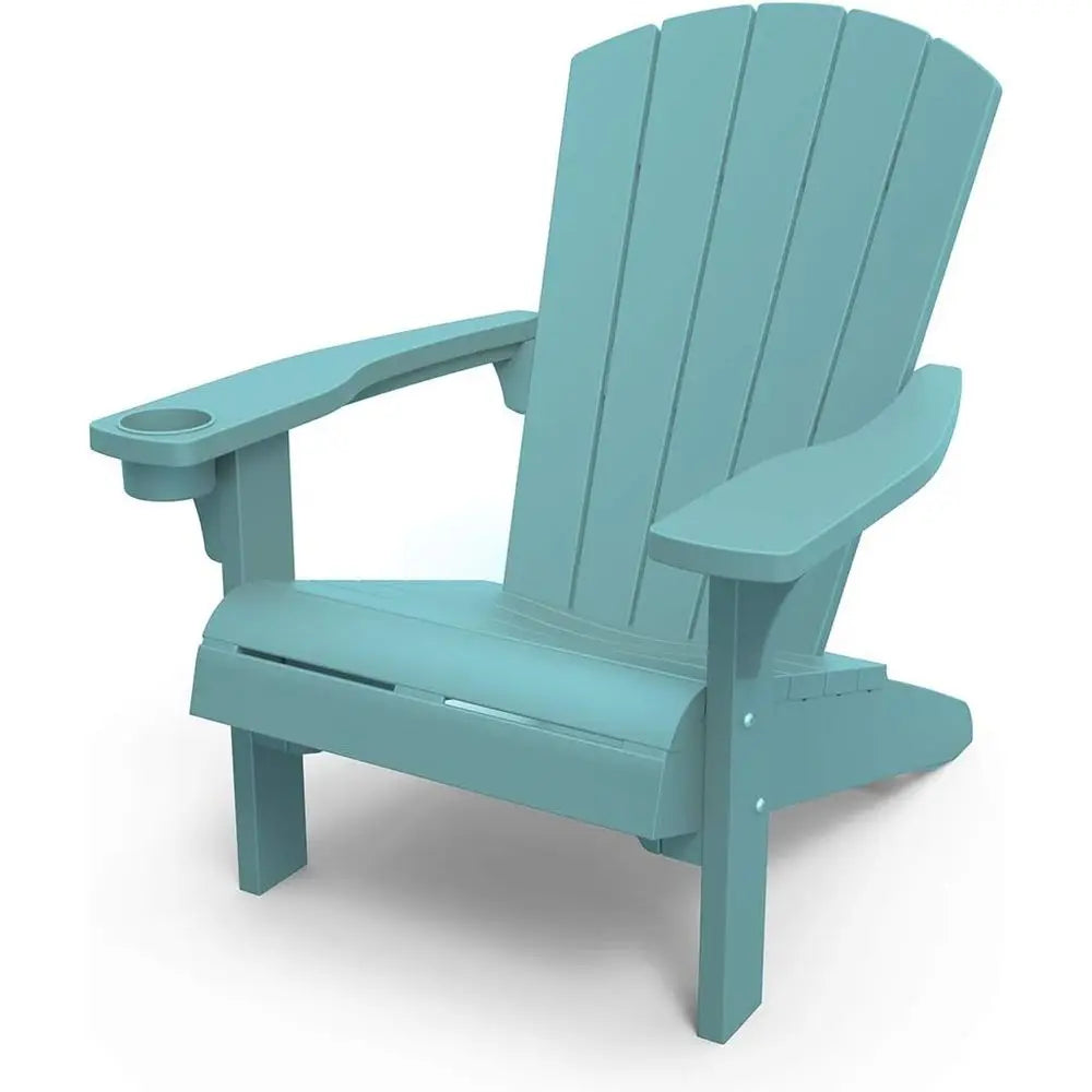 Resin Outdoor Patio Chairs with Cup Holders - Ideal for Beach, Pool, and Fire Pit Areas, Teal