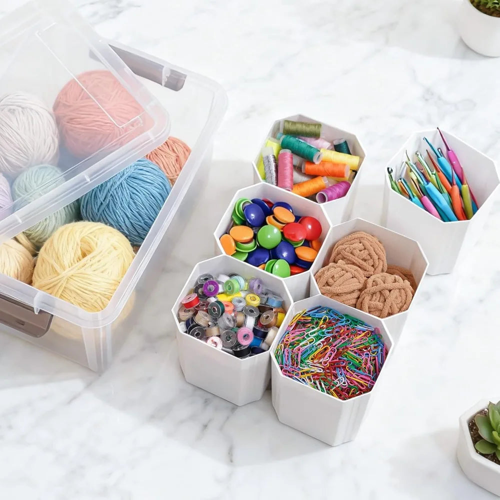 17QT Plastic Storage Bins with Lids, Clear Stackable Organizer Boxes 4-Pack, Multipurpose Craft Tool Crayon Storage