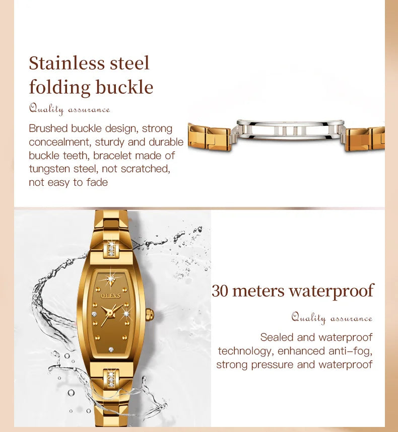 OLEVS 5501 Women Watch Fashion Tungsten Steel Brand Luxury Waterproof Watch Elegant Rose Gold Diamond Noble Women Quartz Watch
