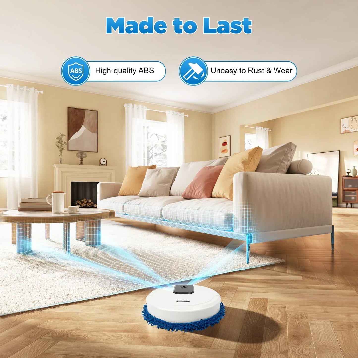 BYMAOCAR 60min Cleaning Robot Mop 360° Full-Surround Wipe Cleaner Sweeping Mopping,with Self-Emptying Base,Wet and Dry Available