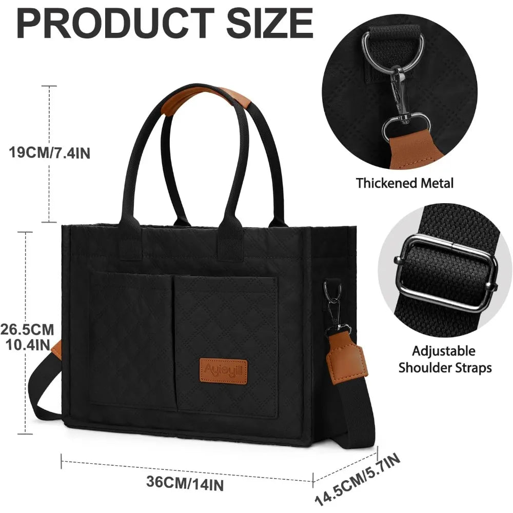 Tote Bag for Women with Pockets Compartments, Crossbody Bag Nylon Tote Shoulder Handbags Casual Work Bags Everything Tote Bag