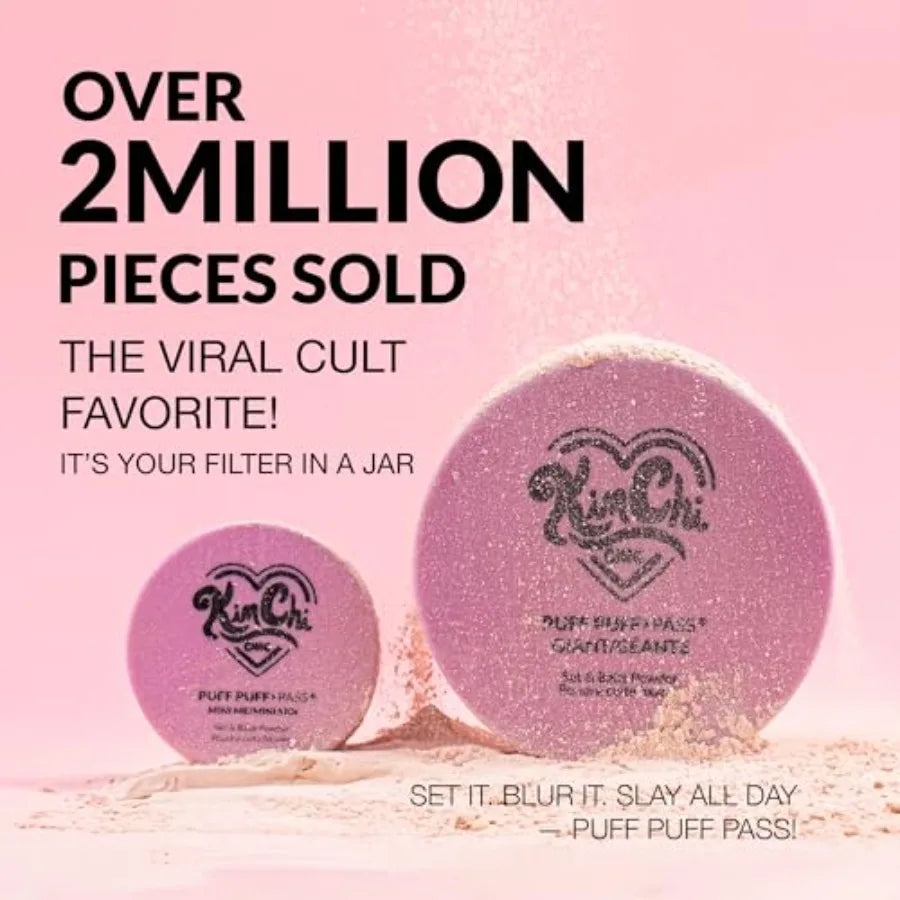 KimChiChic Beauty Giant Puff Puff Pass Set and Bake Powder - Loose Setting Powder with Rice Powder and Vitamin E Finely Milled