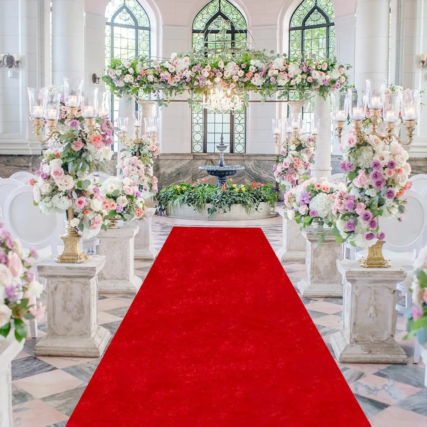 Red Carpet Runner for Party Velvet Aisle Runner for Wedding Ceremony 1 Piece-4.5ft x 20ft FT Red Aisle Runners with Carpet Tape