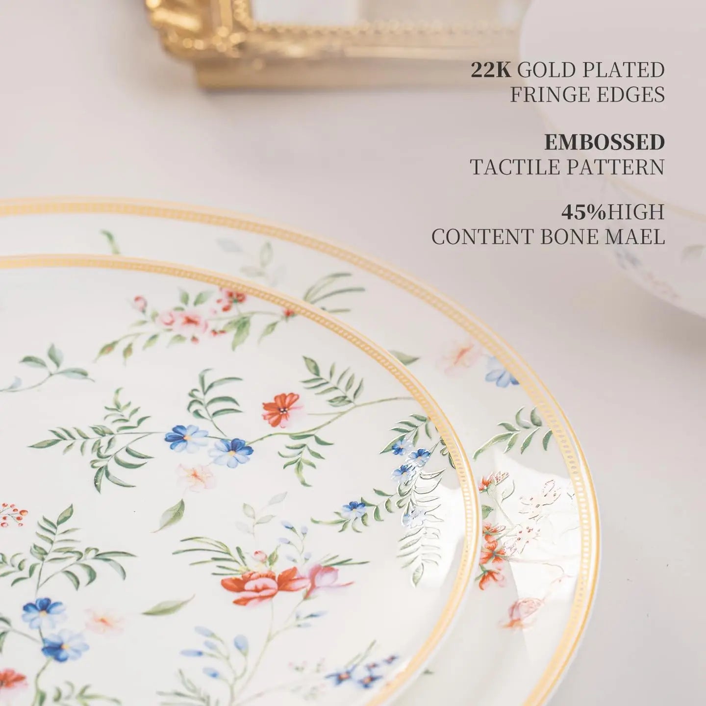 Bone China Plates and Bowels,12-Pieces Dinnerware Sets, Highly Chip and Crack Resistant, Dishwasher & Microwave Safe Dishes Set,