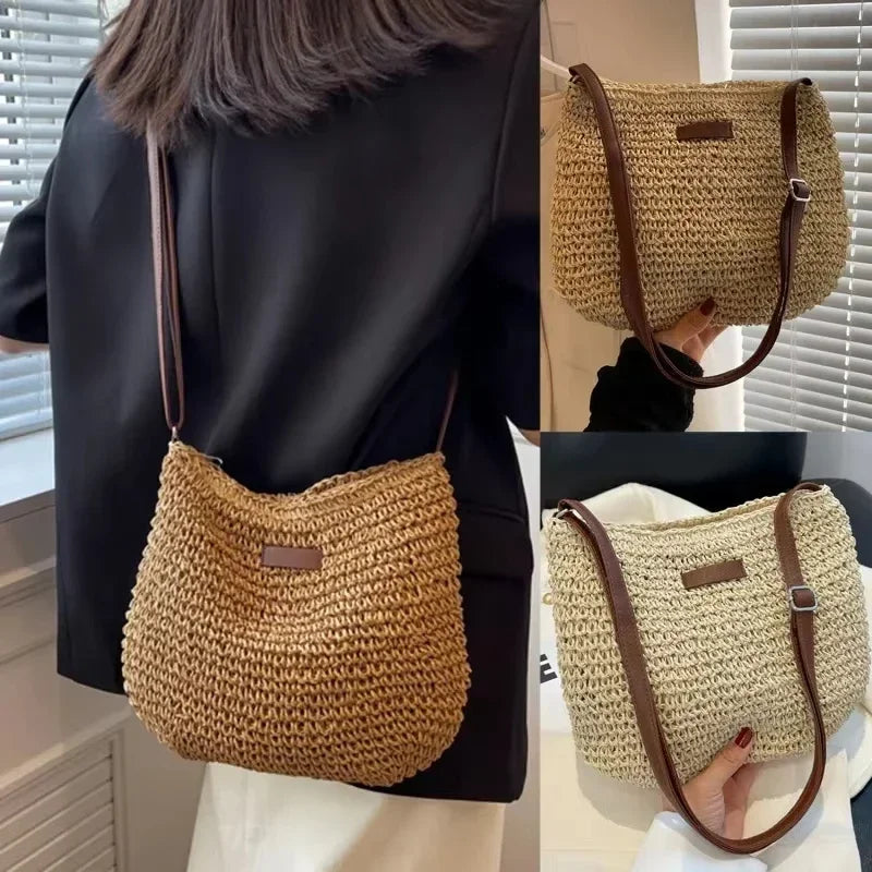 Elegant Light Paper Rope Bag - Bohemian Handmade Style, Hot-Selling Beach/Casual Bag (Crossbody & Shoulder Tote)