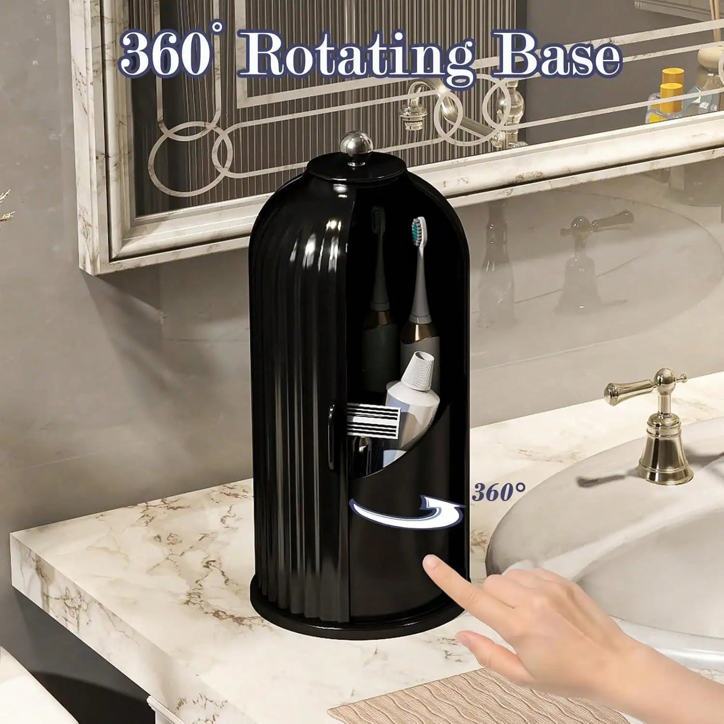 Dustproof Toothbrush Holders with Cover, Rotating Electric Toothbrush and Toothpaste Holder for Bathroom Countertop