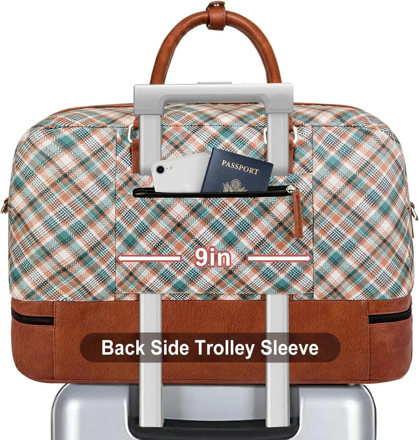 Women's Large Canvas Weekender Bag with Shoe Compartment, 21" 3-Piece Travel Set