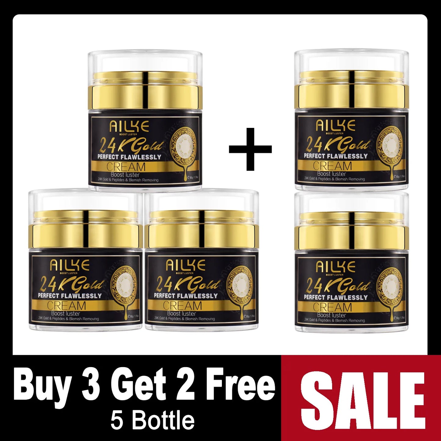 Ailke 24K Gold Collagen Cream Joint Removing Dark Spot Strong Whitening Face Anti Aging Skin Care Set