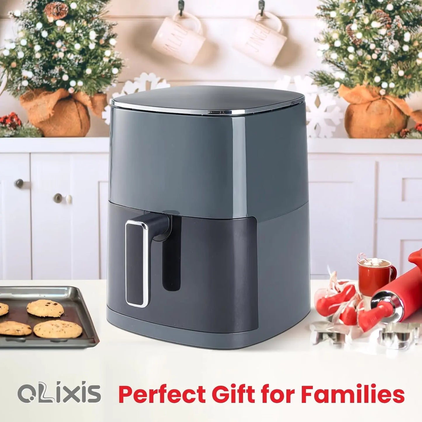 Air Fryer 6 Quart with Window Square Air Fryer 12-in-1 Air Fry, Roast, Reheat, Dehydrate, Bake, Steam, Fries, Custard, Chicke