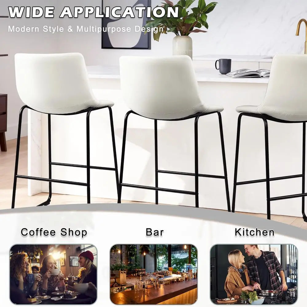 Counter Height Bar Stools Set of 4,26 inch Barstools with Back,Faux Leather Counter Stools for Kitchen Island,Modern Bar Chairs