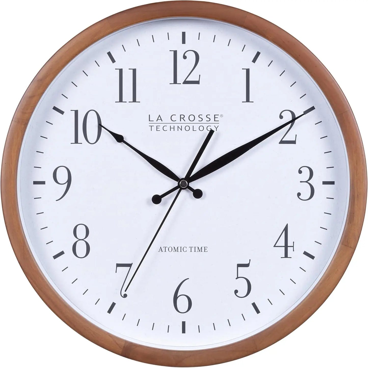 Atomic Analog Wall Clock, Wood, 12.80" (404-50447)