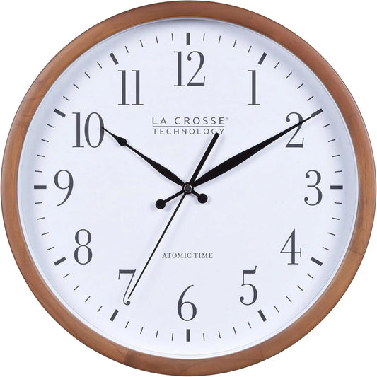 Atomic Analog Wall Clock, Wood, 12.80" (404-50447)