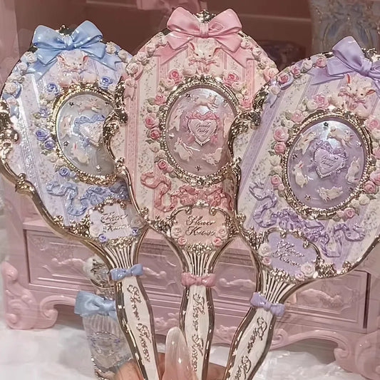 Flower Knows Bonnie Bunny Garden Serise Cute Hand Mirror Makeup Mirrors Vintage Mirror